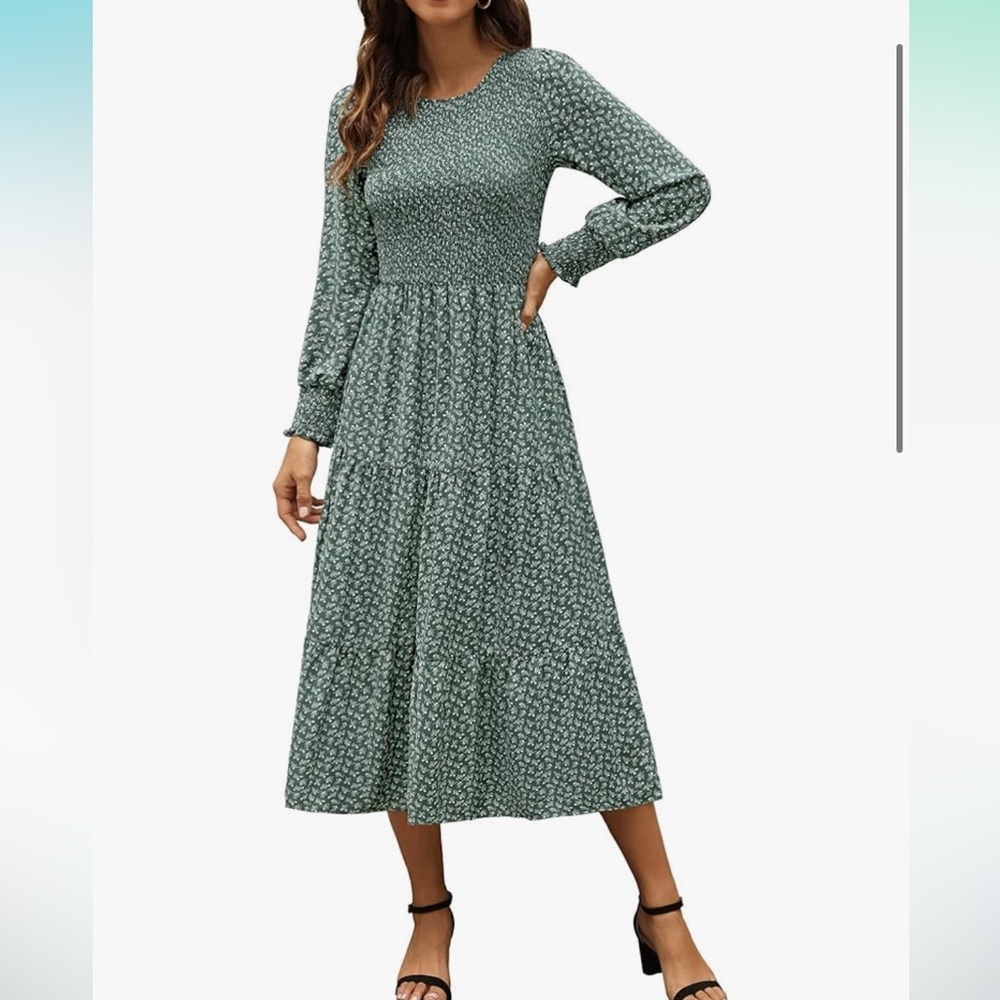 Green floral dress